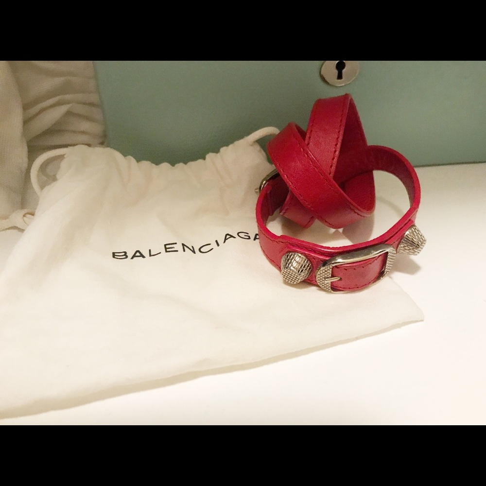 Auth arena balenciaga giant double wrap red letter bracelet